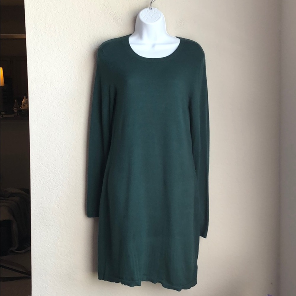 NWOT Merona Dark Green Long Sleeve Sweater Dress